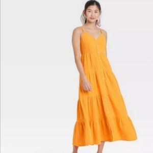 Universal Thread Sleeveless Button-Front Tiered Dress